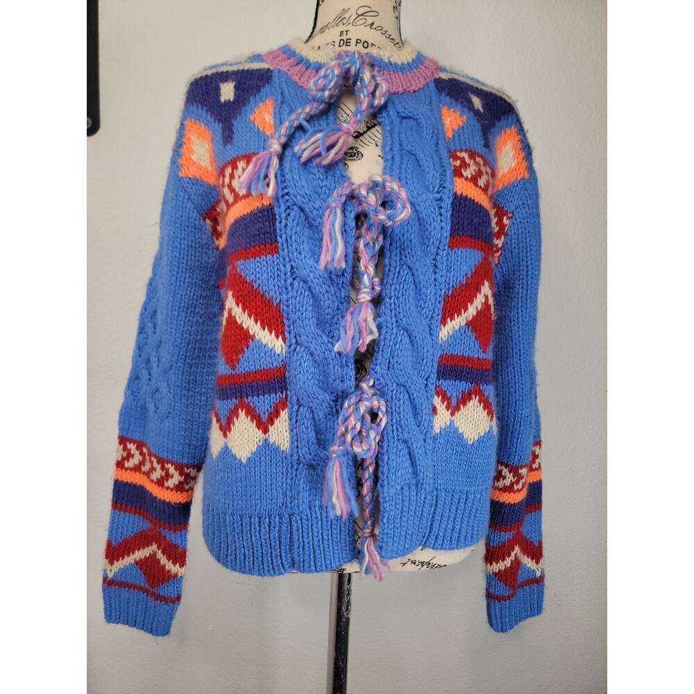 Kimchi Blue Perri Cardigan XS Vintage Inspo geo intarsia Glam Boho Indie Sleaze - Picture 4 of 13